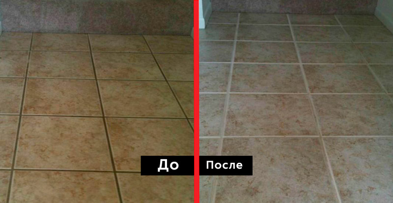 Очистки швов плитки до и после - пример 3