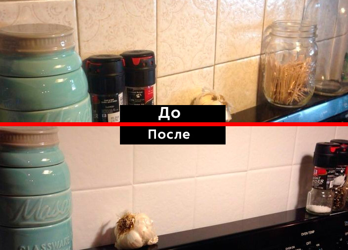 Покраска плитки на кухне до и после 9